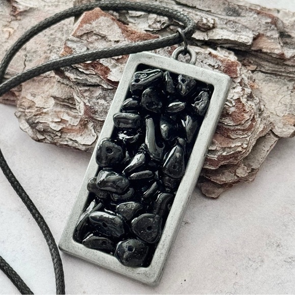 5 For $25💫Antique Style Black Agate Pendant Necklace - Picture 5 of 8